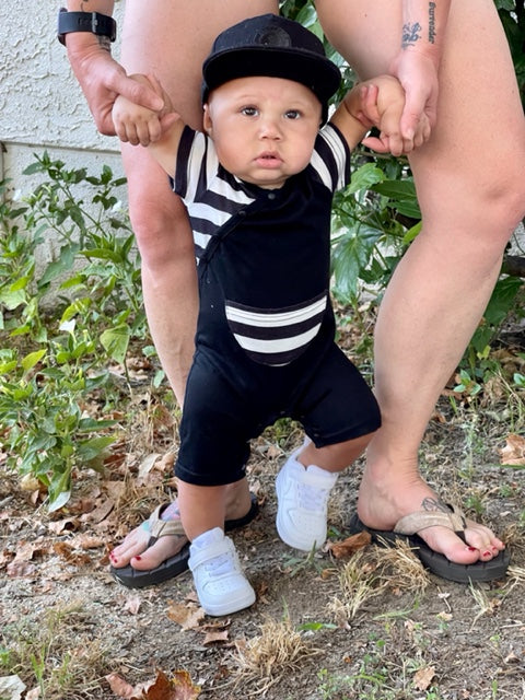 Black 2024 & White Zen Snap Sleeveless Romper