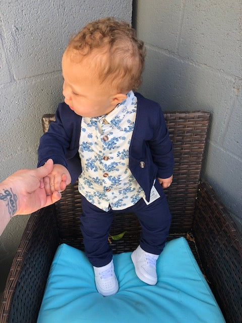 Blue Floral Suit